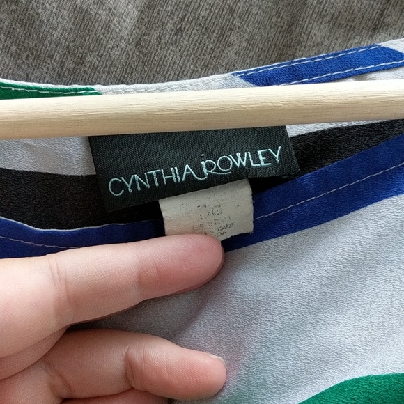 Cynthia Rowley Striped Short Sleeve Top L - Picture 4 of 5